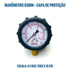 Manômetro Vertical - 63mm Esc 0-1 Kgf/cm2 + Capa De Proteção