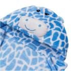 Manta cobertor bebe microfibra bordada c/ capuz girafa azul
