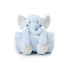 Manta Cobertor Microfibra com Bichinho de Pelúcia Elefantinho Azul - Loaní Baby