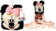 Manta Cobertor Para Bebê Com Capuz Personagem Menina Minnie Mouse - Rosa - Disney Baby