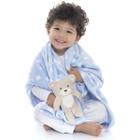 Manta Cobertor Soft Para Bebê Ursinho Poá Azul Loani