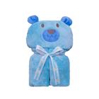 Manta com Capuz Microfibra Urso Azul Baby Joy - BabyJoy