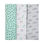 Manta Cueiro Flanelado Composê 80X50cm Bebê Menina Menino C/3Un