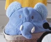 Manta De Bebê Microfibra Com Capuz Elefante  Azul Saída de Banho