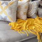 manta para sofá amarela xale protetor sofa artesanal algodão