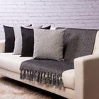 Manta para sofá Jaccard com franjas 1,40x1,80 + 4 capas grafite