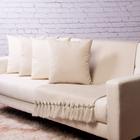Manta para sofá jaccard com franjas 1,40x1,80 com 4 capas de almofada - Bege - Off