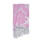 Manta para Sofá Jacquard Tradicional Rosa Bebê e Prata 2,20m x 1,40m