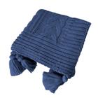 Manta Peseira de Tricot 90x180 Cm com Tassel - Trançada Azul Jeans