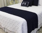 Manta Sofa Cama Casal Tricot Paris Marinho - Five Star Malhas