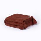 Manta Sofa Sala E Cama Casal Tricot Pompom 180X60 Terracota