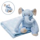 Manta Soft Pelúcia Elefante Cobertor Anti-alérgico Azul Bebê - Bellodermo