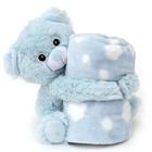 Manta Soft Ursinho De Pelúcia Azul Cobertor Naninha Do Bebe Recém Nascido