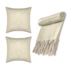 Manta Xalé Protetora Para Sofá e Cama Lisa com 2 Capas Para Almofada