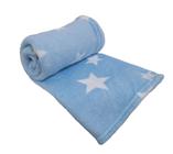 Mantinha Para Bebê Microfibra Quentinha Antialérgico Cobertor - Azul com Branco