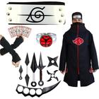 Combo Manto Akatsuki Nuvem Vermelha Naruto Shippuden Com Bandana Da Folha  Cosplay Ninja