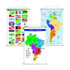Mapa Brasil + Bandeira + América Do Sul Kit 3 Banners Grande