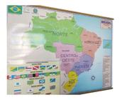 Mapa do Brasil em Braille Rodoviário e Estatístico Edição Atualizada Marcação Divisão Entre Estados 90x60CM