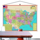 Mapa Estados Unidos America Eua Banner Laminado Pendurar