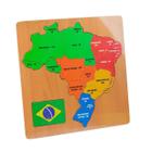 Mapa Geografico Brasil 30 Peças de Madeira