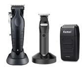 Máq.de Cortar Cabelo Prof.Kemei Km 2296 + Maq.de Acab. 1753 + Shaver 1102