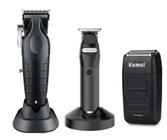 Máq.de Cortar Cabelo Prof.Kemei Km 2296 + Maq.de Acab. 1753 + Shaver 1102