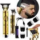 Maquina Barbeador Elétrico para Acabamento Desenhos Detalhes Pezinho de Cabelo Pelos USB Buda Premiun Gold