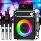 Máquina de Karaokê HWWR com 3 Microfones UHF Sem Fio e Bluetooth