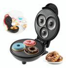 Máquina De Mini Donuts Elétrica Fazer 3 Rosquinha Portátil Assadeira Compacta Antiaderente Café Da Manhã 110v-220v