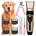 Máquina de Tosa Profissional Pet Cães Gatos Kit