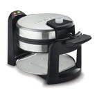 Máquina de waffle belga de flip redondo Cuisinart WAF-F30, preto/prata, 2,5 cm de espessura