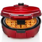 Máquina de waffles Chefman Anti-Overflow Belgian com controle de temperatura vermelha