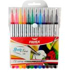 Marcador Artistico BRUSH e Fine 12 Cores - Famix