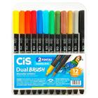 Marcador Artistico Cis Dual Brush com 12 Cores