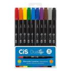 Marcador artistico cis dual tip duas pontas com 10 cores