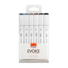 Marcador Artístico Evoke Dual Marker - Estojo 6 Cores - Tons Cinza