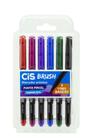Marcador cis brush cores basicas estojo com 6 cores