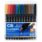 MARCADOR CIS DUAL BRUSH   Aquarelável   SORTIDO   Estojo c/12   CIS   56.7200