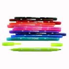 Marcador Tombow Twintone Brights Ponta Dupla 12 Cores