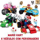 Mario Kart Blocos Montar Letsgo Kit 4 Bonecos E Carros Bros