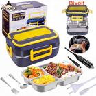 Marmita Elétrica Carro Casa Portátil Bivolt Automática 110v/ 220v E 12V/24V ( Electric Lunch Box)- Aço Inox SUS 304