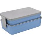 Marmita Fit Dupla Pote Box Talheres Garfo Faca Salada Comida Geladeira - Paramount