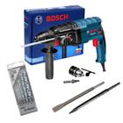 Martelete Perfurador Rompedor Bosch 820W, 2.7J, SDS Plus, com Kit Brocas Bosch e Acessórios Essenciais  GBH 224D
