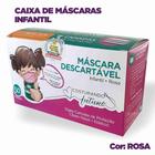 Máscara ANTIVIRAL Descartável INFANTIL - Cor: Rosa - Caixa c/ 50 Unid