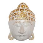 Máscara Cabeça De Buda Madeira Balsa Branca/Dourado 20Cm - Balisun