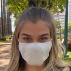 Máscara de proteção feminina 3D AirKnit Branca ice com prata