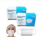 Máscara descartável proteção c/ elástico, clipe nasal 100 un