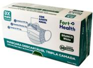 Máscara Descartável Tripla Camada Branco White Fort Health com 50 unidades