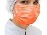 Máscara Descartável Tripla Proteção Bacteriana c/ Elástico Laranja 50un Protdesc com Anvisa