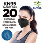 Máscara KN95 adulto preta - pacote 20 unidades